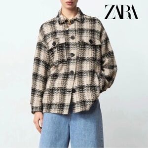 Zara Women’s Chunky Tweed Plaid Shacket